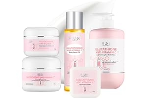 AILKE BOOST LUSTER Set D'éclat Pour La Peau, Hydratant En Profondeur, Lisse Et Nourrit La Peau Avec De La Vitamine C, Du Glutathion, Du Beurre De Karité, Peau Radieuse, Pour Tous Les Types De Peau (5 Pièces)