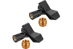 INNOHHUSTLE 2 Pcs Mic Clips for Stands, Universal Microphone Clip Holder Microphone Clip Mic Holder Mic Clip with 5/8" Male 3/8" Female Mic Stand Adapter Mic Holder for Stand Microphone Clip for Mic Stand