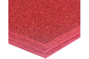 Panlom Pack 10 A4 Glitter EVA Foam Self-Adhesive Sheets 2mm Creative Craft Sponge Paper DIY Crafts Scrapbooking (Red)