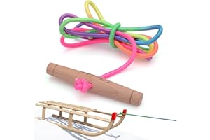 ‎KLEINTOBER KLEINTOBER Premium Schlitten Leine I Schlittenseil mit Griff I extra lang 180cm I Regenbogen Farbe I für Rodel, Bob, Porutscher I Birke Griff extra breit I Zugleine Schlitten I Kordel 5mm Durchmesser