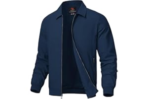 Rdruko Men's Casual Lapel Jacket Lightweight Outdoor Windbreaker Jacket Smart Spring Autumn Jackets for Sport Work Walking Hiking Golf Running