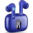 Wireless Earbuds, Bluetooth 5.3 Headphones In Ear with 4 ENC Noise Cancelling Mic, 2025 Bluetooth Earphones Mini HI-FI Stereo Sound, LED Display Wireless Headphones 36H Playtime IP7 Waterproof, Blue