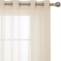 Deconovo 2er Set Gardinen Transparent Ösenvorhang Voile Vorhang 90x140 cm Creme