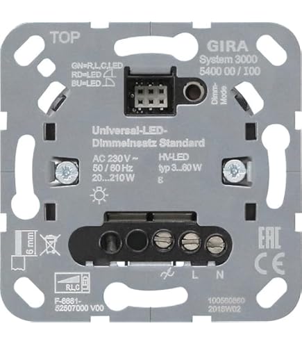 1x EBROM Complete set LED-draaidimmer GIRA-frame