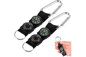 MOLZINY 2 Stück Kompass Schlüsselanhänger Mit Thermometer Karabiner Schlüsselanhänger Outdoor Navigationswerkzeug Thermometer Schlüsselanhänger Für Wanderungen Camping Praktischer Kompass Anhänger