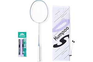 KUMPOO Professional Badminton Racket, Carbon Fiber Badminton Racket Set with Grip&Bag, Pro Badminton Racket Racquet Light Weight with High Tension for Training Games Outdoor, DS Series