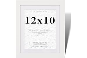 Fabian Clarke London® 12X10 Picture Frame Wooden White with White 10x8 Mount to Hang Portrait or Landscape
