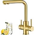 CREA 360° Swivel 3 in 1 Kitchen Sink Tap with 2 Handles, Gold