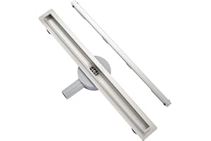Plumbsys Canaleta de Ducha acero inoxidable 90cm,Piso Lineal Canal de Drenaje conjunto completo，Sifón 360° con dispositivo desodorante y filtro de pelo, Canal de drenaje Drenaje rápido