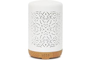 Earnest Living Dyfuzor olejków eterycznych, biały ceramiczny dyfuzor 250 ml, timery, lampki nocne i funkcja automatycznego wyłączania, nawilżacz powietrza do domu, biura, dyfuzory aromaterapeutyczne