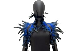 HPYSHP Feather Cape Costume Accessory,Womens Girls Gothic Lacing Shawl Shrug Collar Realistic Feather Cloak Fancy Dress Outfit for Halloween Cosplay Christmas Party Supplies (Royal blue)