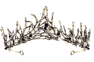 FRCOLOR Vintage Princess Hair Crown Handmad Gold Leaf Tiara Pearl Bridal Crown Wedding Tiaras Hair Accessory