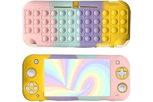 SDTEK Case Compatible with Nintendo Switch Lite, Bubble Fidget Pop Soft Silicone Phone Cover (Yellow/Purple/Pink)