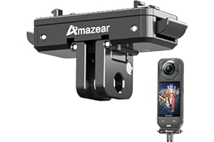 AMAZEAR Supporto magnetico per Insta360 X5/X4 Air, Insta 360 X5 / Ace Pro 2 Supporto magnetico a sgancio rapido- Adattatore QR in Lega Aluminio con Filettatura 1/4"-20, Costruzione Metallo, Nero