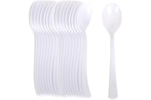 RASMACOR 100 Cuillères Réutilisables 19 cm – Haute Résistance, Couleur Blanche – Idéales pour Anniversaires, Pique-niques, Fêtes, Buffets, Mariages, Traiteurs, Barbecues – Conforme aux Normes Européennes