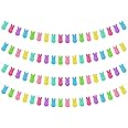 Incrizma Easter Bunny Peeps Garland Decoration, Colorful Felt Rabbit Hanging Bunting Ornament Spring Themed Party Banner Favors Supplies, Happy Easter Day Home Decor (Bunny Peeps Garland Horizontal)