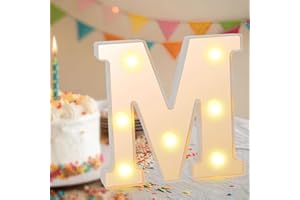 SRVILLG Light Up Letters, Glitter LED Letter Light, 16cm LED Alphabet Lights, Warm White Light Up Alphabet Sign, Gifts for Girls Women Party Birthday Decorations Night Light Christmas Valentine(Letter-M)