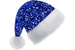 YAYAFUNFUN Pailletten Weihnachtsmütze für Erwachsene Kinder,35*45cm Nikolausmütze Plüsche Weihnachtsmann Mütze,Warm Dicker Nikolaus Mütze Santa Clause Mütze für Männer Frauen Familie Weihnachtsfeier