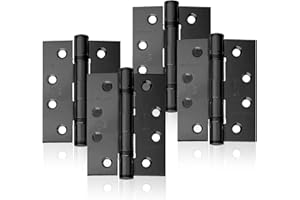 UAP 4 Set of Ball Bearing Door Hinges 4 Inch (100mm x 75mm) – Mild Steel Butt Hinges, Heavy Duty for External & Internal Doors, Residential & Commercial (4 Pack, Black)