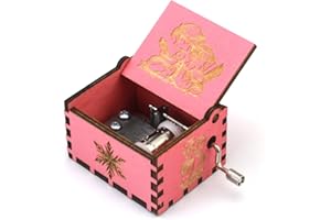 YOUTANG Kraina Lodu Pozytywka Korba Ręczna Rzeźbiona Drewniana Pozytywka, Prezent Muzyczny, Play Let it Go, Różowy