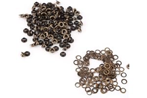 SHEENS 100pcs oeillet œillet ensemble, œillets artisanat rivets couleur bronze plaine œillets et rondelles en tissu faisant réparer accessoires décoratifs pour chaussures sacs à main chapeaux[6mm]Outils