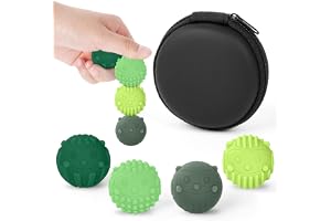 Ainiv 4 st vuxen anti-stressboll, magnetiska anti-stressleksaker, grön | Sensoriska texturerade magnetiska bollar, silikonfidgetleksaker för ADHD, autism och OCD