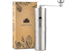 Groenenberg Kaffeemühle I Hochwertige Kaffeemühle manuell aus Edelstahl I Coffee grinder mit stufenlos einstellbarem Kegelmahlwerk für Kaffee & Espresso