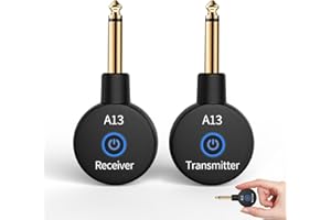 INGPARTNER A13 Wireless Gitarrensystem 2.4GHz 2 Modi, Daumengröße, Wiederaufladbarer Li-Akku, 100ft Reichweite, 10 Stunden, Plug & Play für Gitarre, Bass (1TX + 1RX)