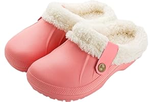 RXLLDOLY Winter Clogs Gefüttert Damen Herren, Warme Hausschuhe Wasserdicht Pantoffeln Plüsch Slider, Unisex Paare Weiche Bequeme rutschfeste Outdoor Winterschuhe Gartenschuhe