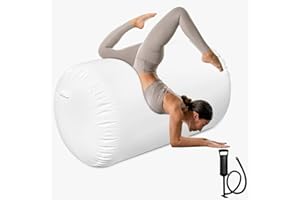HEIPIGO Air Roller Gymnastics Barrel Backhandspring Training Air Barrel Gymnastics Roller for Tumbling Cheerleading Training Yoga Gym with Manual Air Pump