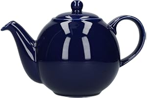 London Pottery 80190 Théière avec Tamis, Céramique, Bleu Cobalt, 8 Tasses (1,8 Litres)
