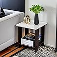 Yookeer Modern End Table with Storage Shelf, Side Tables for Bedroom, Bedside Table for Bedroom, Side Table for Bed Room, Wooden Side Table, Corner Table for Bed Room, 36 x 36 x 40 cm (Brown-White)