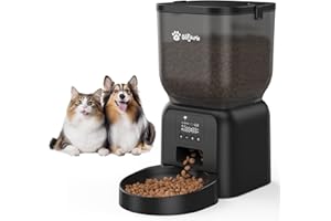 OLFJURK Distributeur Croquettes Chat Automatique Intelligent de 4L avec écran LCD, Gamelle Chat Automatique sac Déshydratant, Distributeur Croquette Chien, 1 à 6 repas par Jour, Double Alimentation,Pet Feeder
