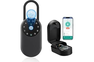 SEPOX Smart Key Lockbox, Portable & Outdoor Wall Mounted Key Safe with Bluetooth & App Control – Weatherproof Aluminum,Removable Shackle,for Airbnb,Office,Home,Garage (Fingerprint Upgraded)