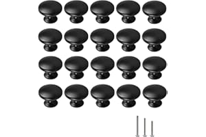 ShipeeKin 20x Cabinet Knobs Black Door Knob Matt Black Dresser knobs Drawer Pull Handles 30mm Hardware for Kitchen Cupboard Furniture Chest Bathroom