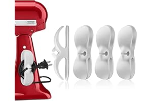 AUHSSAN Pack of 4 Cable Organiser for Devices, Cable Holder, Self-Adhesive, Cable Organiser, Cable Winder, Cable Clamp for Small Kitchen Appliances, Mixer, Coffee Machine, Air Fryer (White)