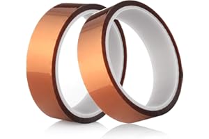 Gdrtwwh Kapton Lot de 2 rubans adhésifs en polyimide, résistants à la chaleur, conviennent au masquage, à la soudure, à l'électricité, 25 mm de largeur chacun