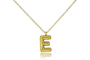 Lunarié Bubble Initial Necklace for Women Girls – 18K Gold Plated Stainless Steel Letter Pendant Jewelry A–Z, Dainty Personalized Alphabet Charm Necklace with Gift Box, For Birthday Gift