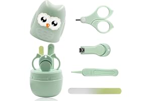 SHARPCOST Baby-Nagelset, 4-in-1-Baby-Nagelpflege-Set mit niedlichem Etui, Baby-Nagelknipser, Schere, Nagelfeile & Pinzette, Baby-Maniküre-Set und Pediküre-Set für Neugeborene, Säuglinge, Kleinkinder, Grün