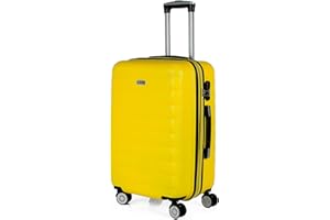 ITACA - Maleta Mediana con 4 Ruedas Giratorias para Viajes Largos Tipo Trolley Ideal como Maletas de Viaje Grandes 23 Kilos y Maleta Viaje Mediana Resistentes, Amarillo