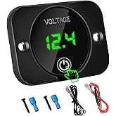 DC 12V 24V LED Digital Voltmeter Waterproof Voltage Meter Battery Tester with Green Light Digital Screen Touch Display Panel 