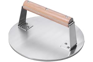 SKY FISH Presse à hamburger Smash en acier inoxydable, 1 650 g, presse à bacon et hamburger robuste avec poignée en bois, outil de presse pour barbecue de 21,6 cm pour steak, viande et crêpes