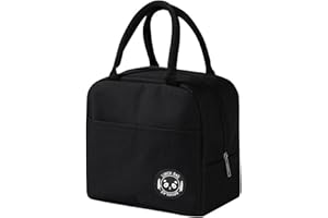 Dzmuero Bolsa Porta Alimentos Bolsa Termica Porta Alimentos Bolsa Termica Comida para Mujeres, Adultos, Estudiantes 1 Pieza, 23 * 13,5 * 20 cm (Negro)