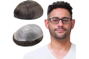 Lordhair Protesi Capelli Uomo, Pelle Super Sottile da 0,06 mm Tutti Protesi con loop a V Parrucca da Uomo per Sistema Capillare da 20x25 CM Protesi Dimensione Della Base