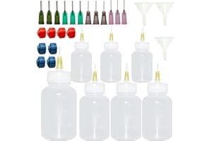 IHMEIJU 30 x Nadelspitzen-Kleberflaschen-Applikator-Set, 30 ml, 50 ml, 100 ml, Kunststoff-Quetschflaschen mit 8 Kappen und 12 stumpfen Nadelspitzen für Bastelprojekte, Kleberanwendungen.