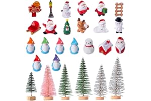 SYTTNUM Mini Figuritas De Navidad,Adornos Navideños De Resina,Figuritas De Christmas Adornos En Miniatura De Navidad Figuras para Decoración Navideña DIY Regalo Artesanía (27pcs)