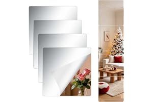 AKONE 4 stycken självhäftande akrylspeglar 25 x 25 cm 15 mm tjock HD klar okrossbar väggspegel set kan monteras till en helkr