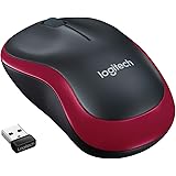 Logitech M185 Kabellose Maus, 2.4 GHz Verbindung via Nano-USB-Empfänger, 1000 DPI Optischer Sensor, 12-Monate Akkulaufzeit, Für Links- und Rechtshänder, PC/Mac - rot