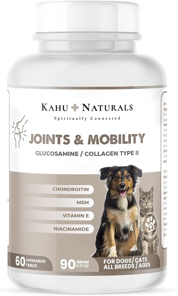 Kahu Naturals Joints&Mobility, Glukozamin, Kondritin, Kolajen, Kedi ve Köpek, 60 Tablet