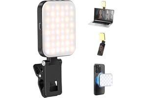 NEEWER BASICS Magnetic Selfie Light Compatible avec MagSafe iPhone 16 15 Pro Max Plus, Clip Éclairage de Vidéoconférence Lumière de Remplissage pour PC Zoom Appel Flux Direct Enregistrement, BL48B